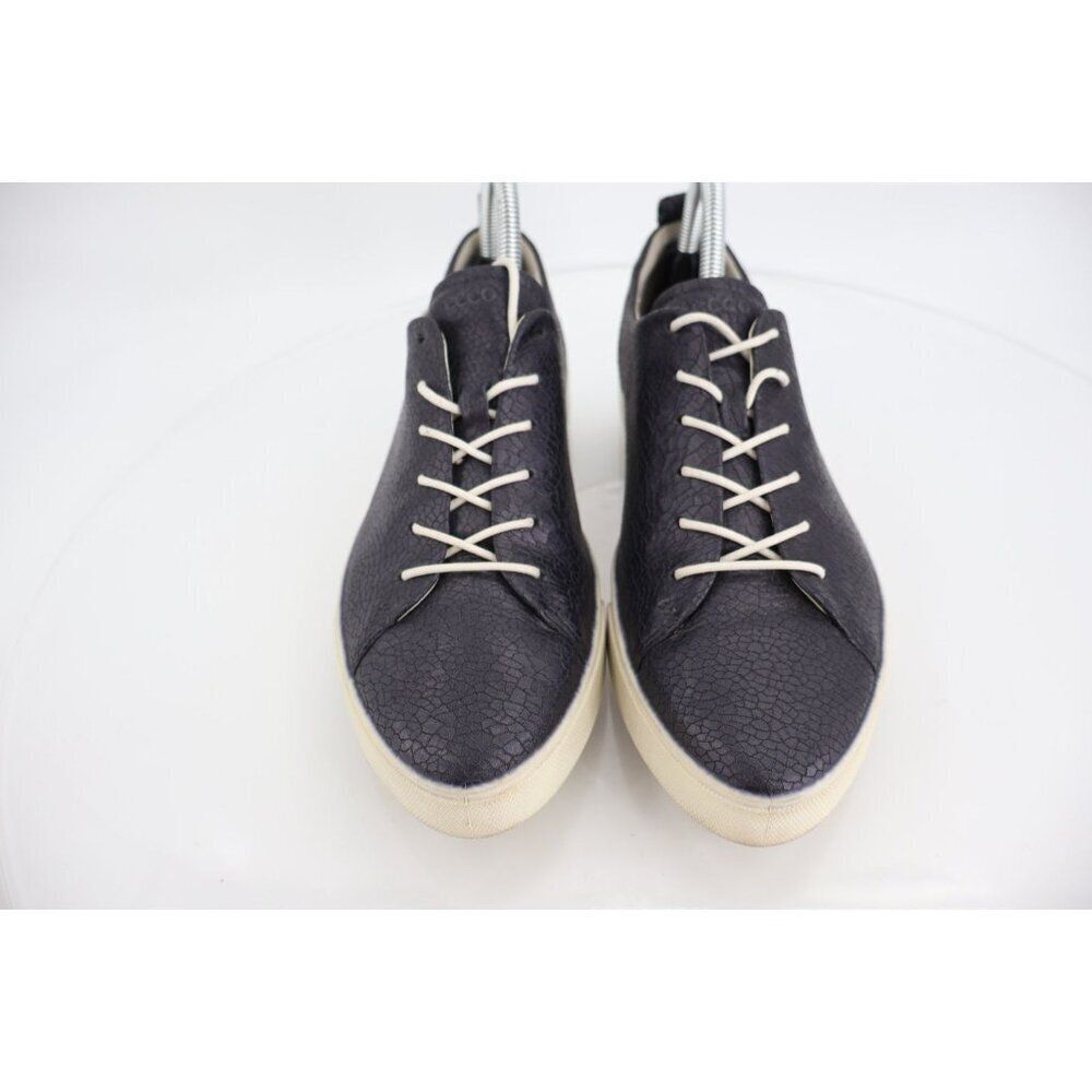 Ecco Women's Soft Sneaker Size 9 Casual Shoe Textured Blue Leather Crackle - Picture 4 of 14